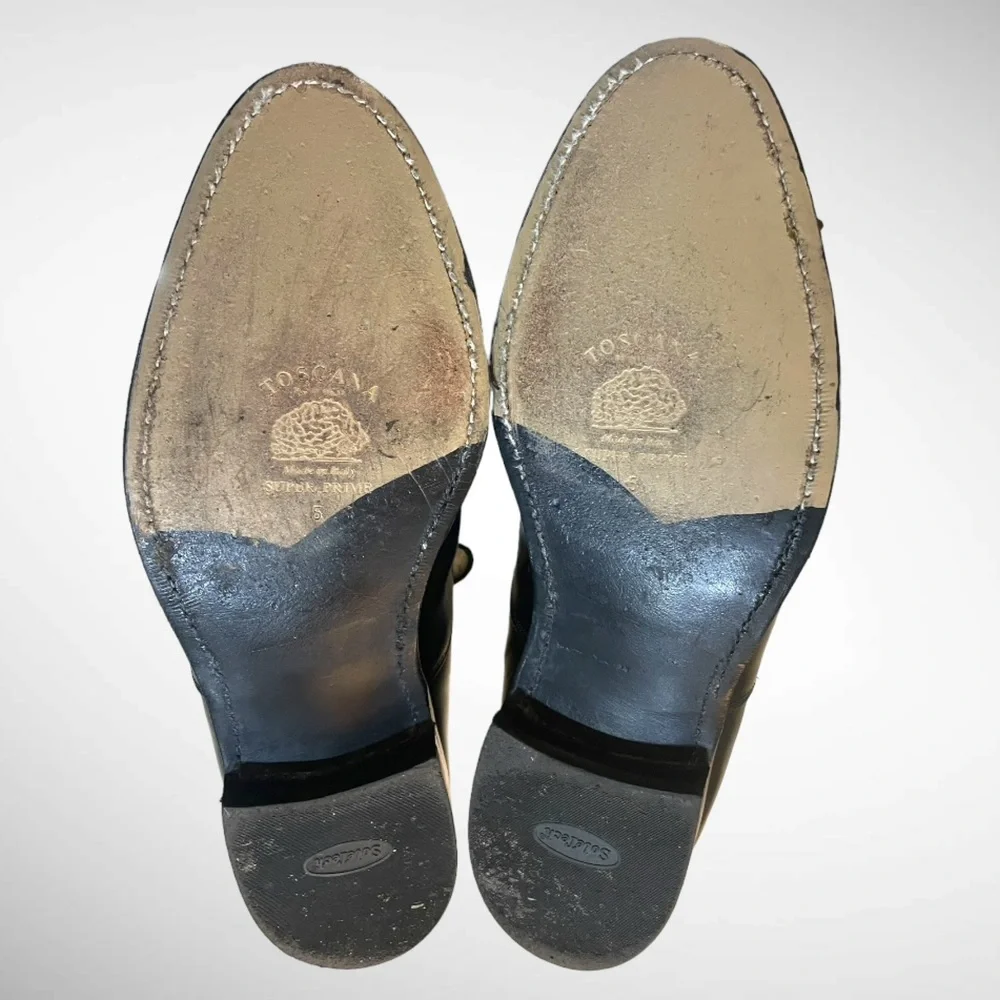 JOHNSTON & MURPHY MELTON CAP TOE TOSCANA LEATHER OXFORDS ITALY SIZE 11.5